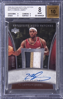 2005-06 UD "Exquisite Collection" Autographs Patches #AP-LJ LeBron James Signed Game Used Patch Card (#023/100) – LeBrons Jersey Number! – BGS NM-MT 8/BGS 10